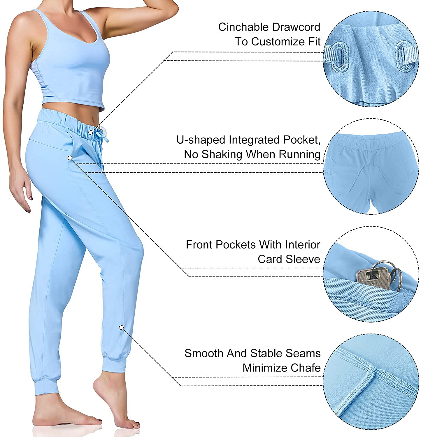 Sunzel Women Lightweight Joggers Pants with Pockets, Super Soft Quick Dry Lounge Sweatpants for Yoga Workout Running Casual Apparel & Accessories > Clothing > Activewear Kylie Max   