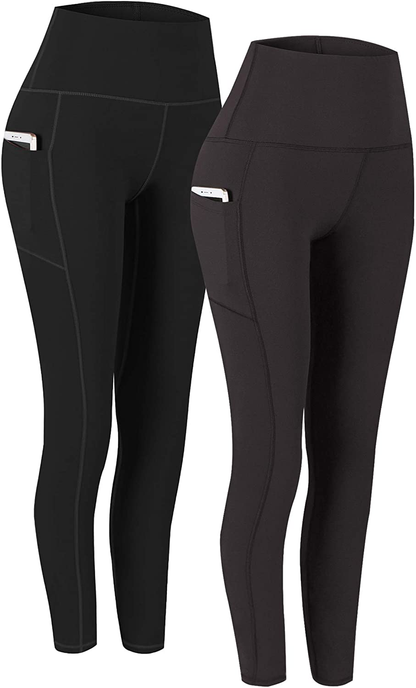 Fengbay 2 Pack High Waist Yoga Pants, Pocket Yoga Pants Tummy Control Workout Running 4 Way Stretch Yoga Leggings Apparel & Accessories > Clothing > Activewear Fengbay Black & Coffe Small 