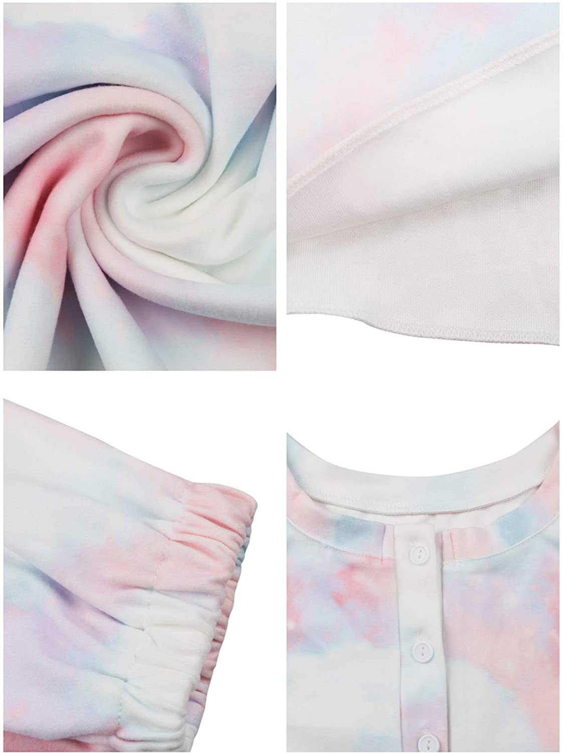 Century Star Women Pajamas Tie Dye Print Long Sleeve Shirt Elastic Drawstring Shorts 2 Piece Set Sleepwear Loungewear Apparel & Accessories > Clothing > Sleepwear & Loungewear > Pajamas Kylie Max   