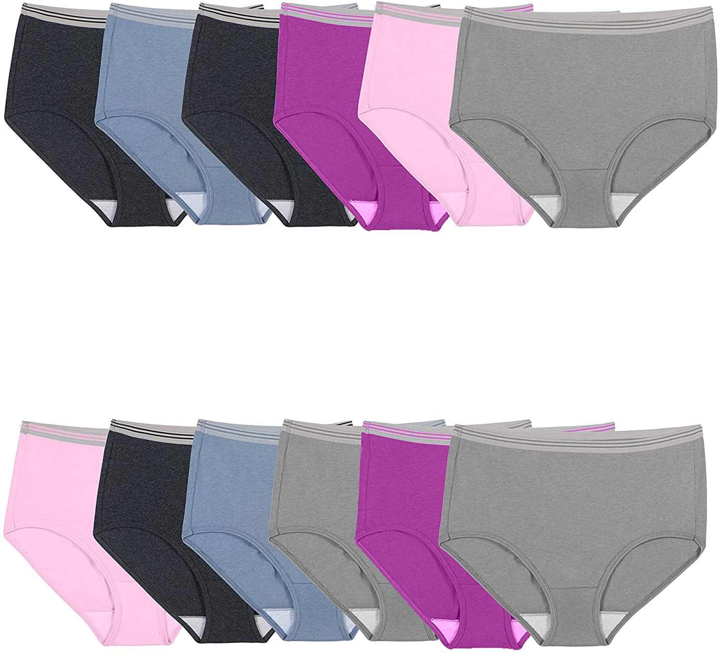 Fruit of the Loom Women'S Eversoft Cotton Brief Underwear (Regular & plus Size) Apparel & Accessories > Clothing > Underwear & Socks > Underwear Fruit of the Loom Brief - 12 Pack - Assorted Heathers Brief 6