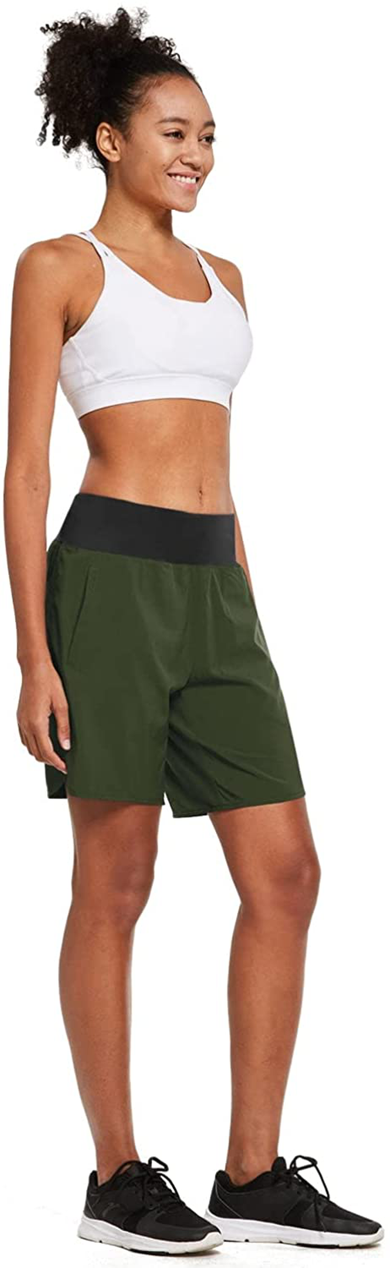 BALEAF Women'S 7 Inches Long Running Shorts with Liner Lounge Sport Gym Shorts Back Zipper Pocket Apparel & Accessories > Clothing > Shorts Kylie Max   