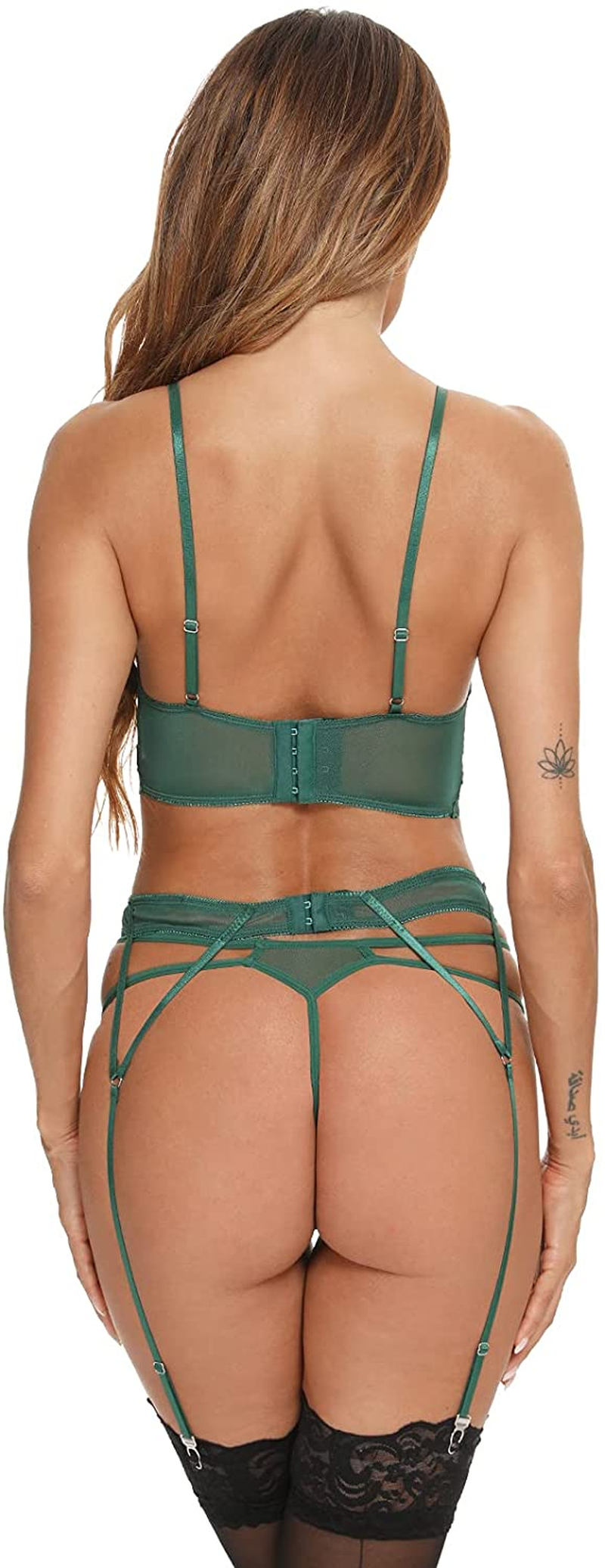 CHEENBOL Lace Lingerie Set for Women 3 Piece Bralette Lingerie Bodysuit with Garter Belt(No Stockings) Apparel & Accessories > Clothing > Underwear & Socks > Lingerie CHEENBOL   