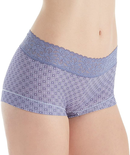 Maidenform Women'S Dream Cotton with Lace Boyshort Apparel & Accessories > Clothing > Underwear & Socks > Underwear Maidenform Chateau Winter Geo/Chateau Blue 7 