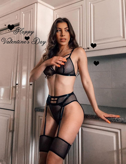 Avidlove Women Sexy Lingerie Set with Garter Belts and Leg Garter Mesh Bra and Panty Sets Lace Teddy Apparel & Accessories > Clothing > Underwear & Socks > Lingerie Avidlove   