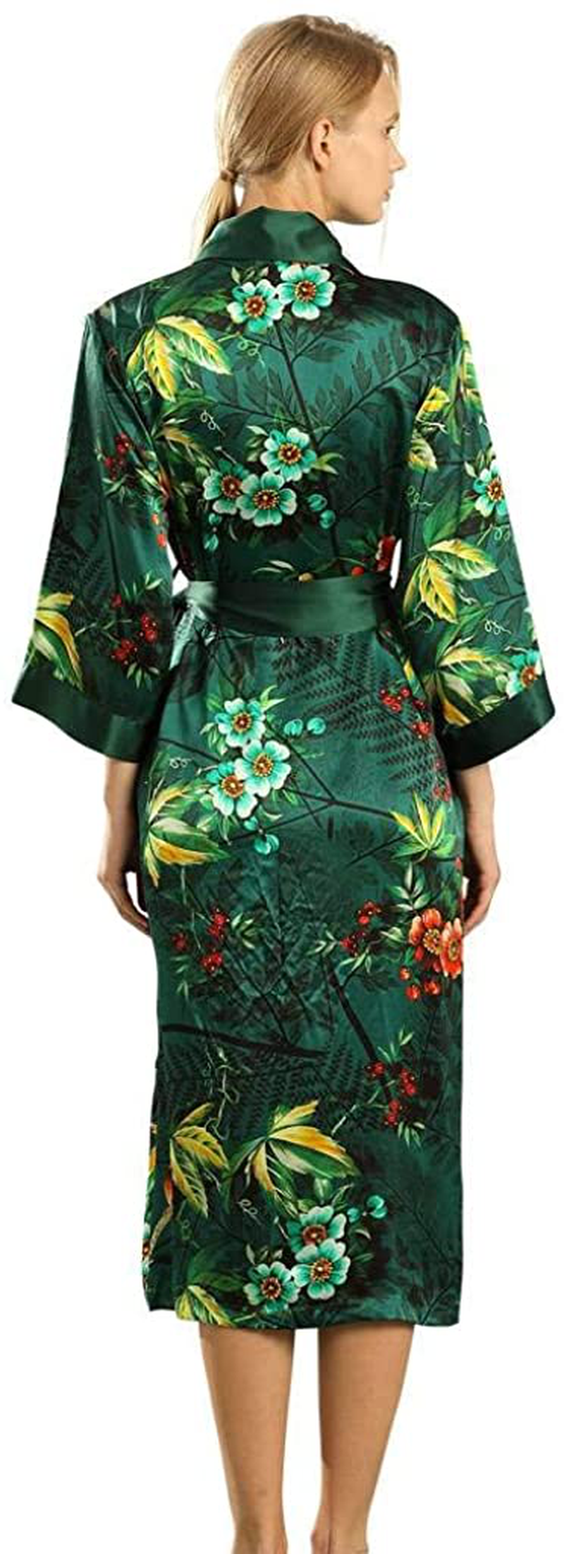 Dynasty Robes 100% Silk, Women'S Printed Long Robe with Shawl Collar-Dazzling Bloom Apparel & Accessories > Clothing > Sleepwear & Loungewear > Robes Dynasty Robes   