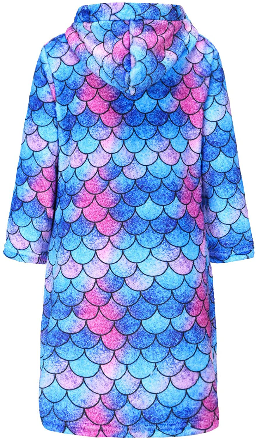 Jxstar Girls Bathrobes Kids Hooded Robes Plush Soft Coral Fleece Pajamas Sleepwear Apparel & Accessories > Clothing > Sleepwear & Loungewear > Robes Kylie Max   