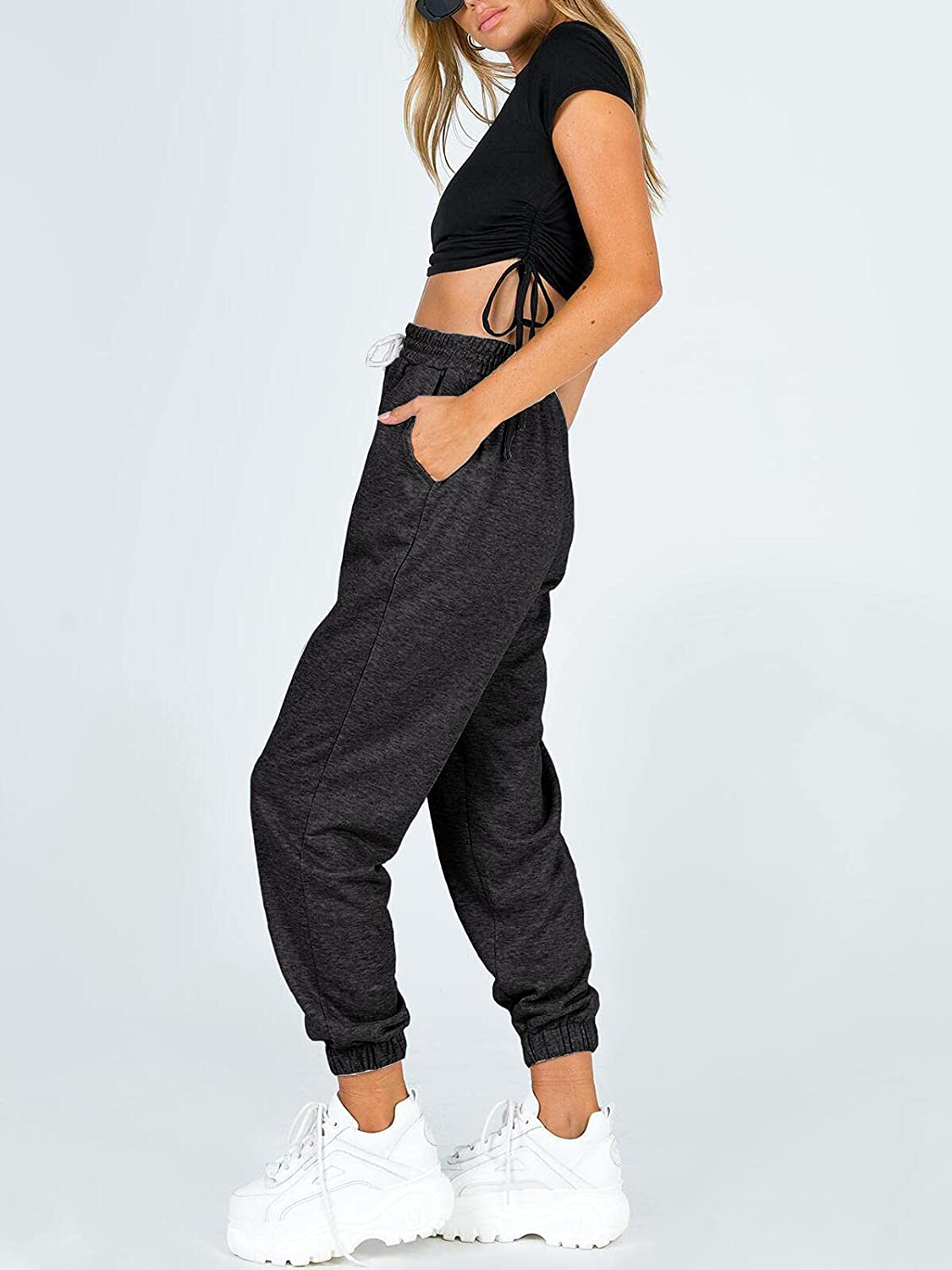 Ezymall Womens Sweatpants Comfy High Waisted Workout Athletic Lounge Joggers Pants with Pockets Apparel & Accessories > Clothing > Activewear Kylie Max   