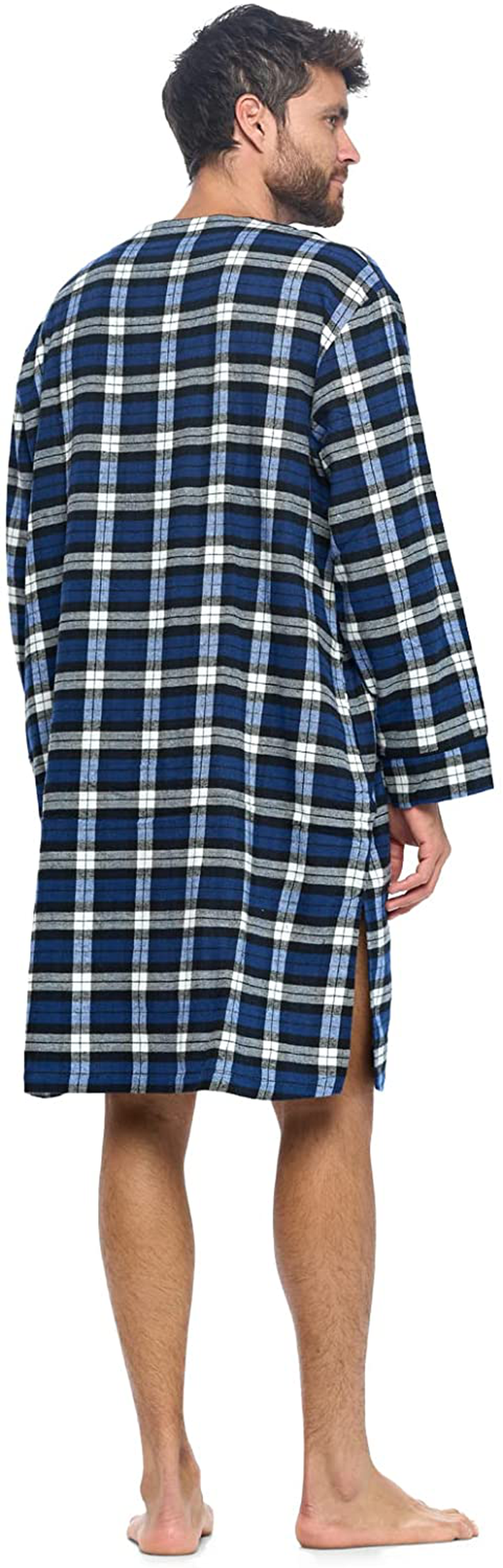 Ashford & Brooks Mens Flannel Plaid Long Sleep Shirt Henley Nightshirt Apparel & Accessories > Clothing > Sleepwear & Loungewear > Nightgowns Kylie Max   