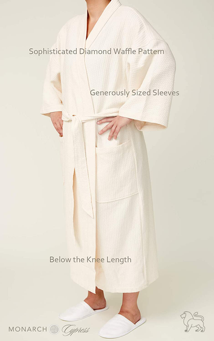 MONARCH Diamond Waffle Spa Kimono Robe - Soft Light Hotel Bathrobe Cypress Apparel & Accessories > Clothing > Sleepwear & Loungewear > Robes Kylie Max   