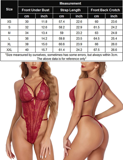 Avidlove Women One Piece Lingerie Sexy Deep V Teddy Lace Bodysuit Apparel & Accessories > Clothing > Underwear & Socks > Lingerie Avidlove   