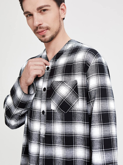 SIORO Men'S Flannel Nightshirt Plaid Cotton Nightwear Loose Pajama Sleep Shirt Apparel & Accessories > Clothing > Sleepwear & Loungewear > Nightgowns Kylie Max   