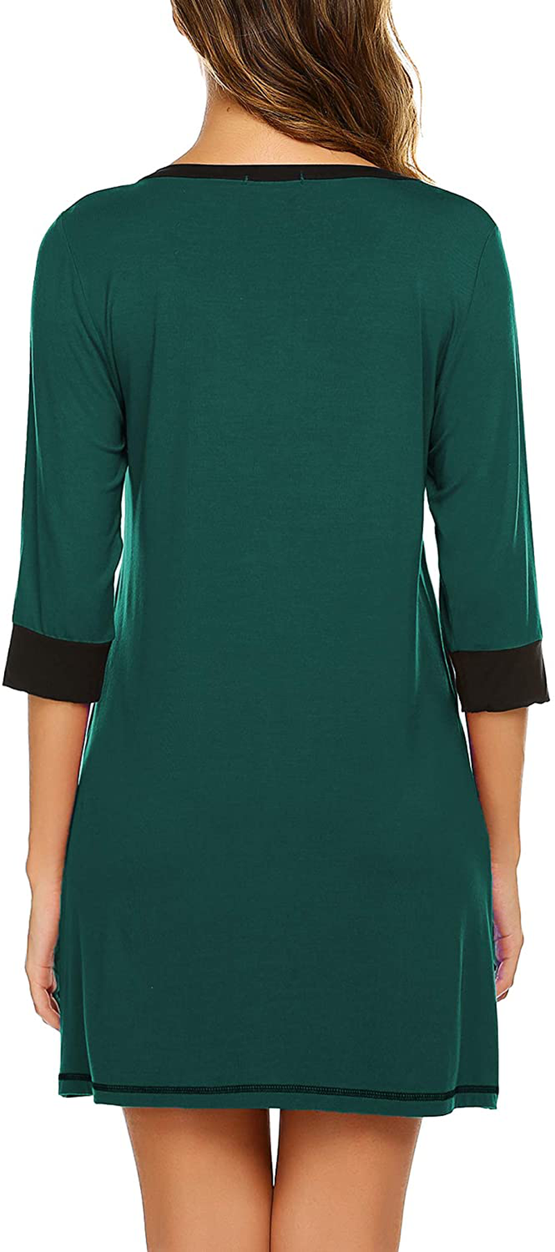 Ekouear Sleepshirts Womens Nightgowns Soft Sleepwear 3/4 Sleeve Night Shirts V Neck Sleep Dress Loose Nighties Apparel & Accessories > Clothing > Sleepwear & Loungewear > Nightgowns Kylie Max   