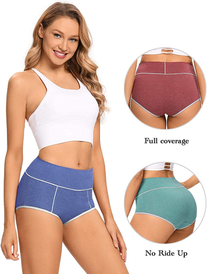 POKARLA Women'S High Waisted Cotton Underwear Soft Breathable Panties Stretch Briefs Regular & plus Size 5-Pack Apparel & Accessories > Clothing > Underwear & Socks > Underwear POKARLA   