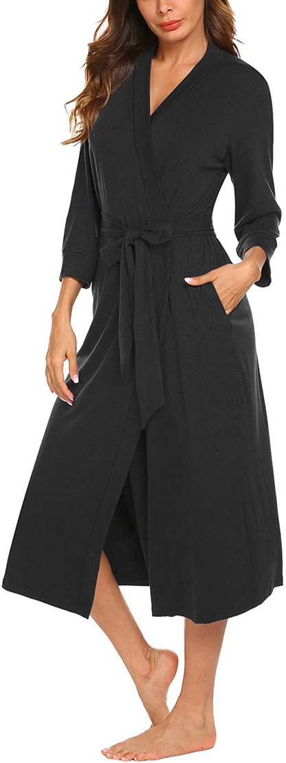 MAXMODA Women Kimono Robes Long Knit Bathrobe Soft Robe Casual Ladies Loungewear S-3XL Apparel & Accessories > Clothing > Sleepwear & Loungewear > Robes MAXMODA   