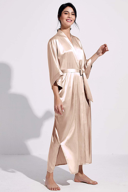 PRODESIGN Satin Kimono Robe Long Silky Kimono Bathrobe Sleepwear Wedding Bridesmaid Robe Apparel & Accessories > Clothing > Sleepwear & Loungewear > Robes KYLIE MAX   