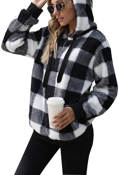 Nirovien Womens Sherpa Pullover Tie Dye Fuzzy Hoodie Double Fleece Sweatshirts Fluffy Oversized Plaid Outerwear Apparel & Accessories > Clothing > Activewear Kylie Max   