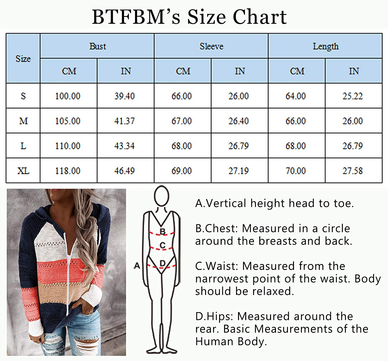 BTFBM Women Zip up Striped Hoodies Jackets Color Block Print Long Sleeve Drawstring Stretchy Casual Pullover Sweatshirts Apparel & Accessories > Clothing > Activewear Kylie Max   