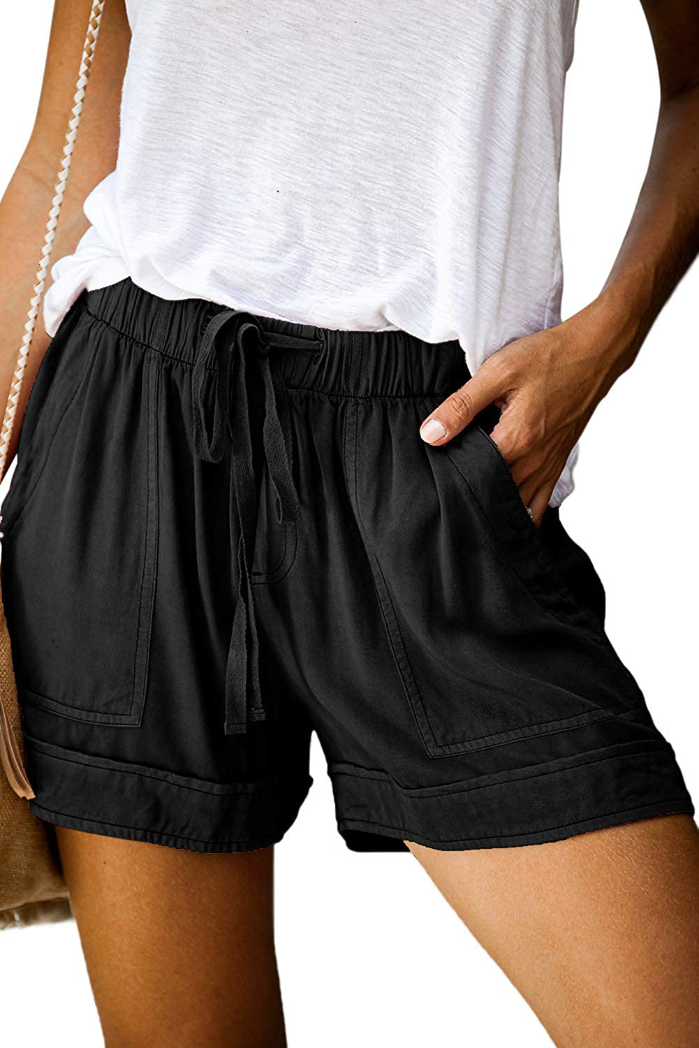 KISSMODA Womens Summer Shorts Leopard/Camo/Solid/Floral Print Elastic Waist Pocketed Casual Pants Apparel & Accessories > Clothing > Shorts Kylie Max   