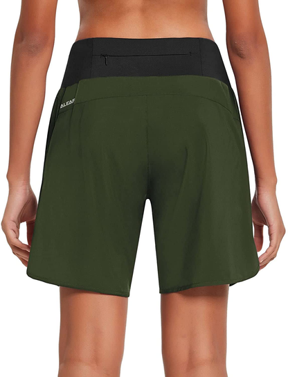 BALEAF Women'S 7 Inches Long Running Shorts with Liner Lounge Sport Gym Shorts Back Zipper Pocket Apparel & Accessories > Clothing > Shorts Kylie Max   