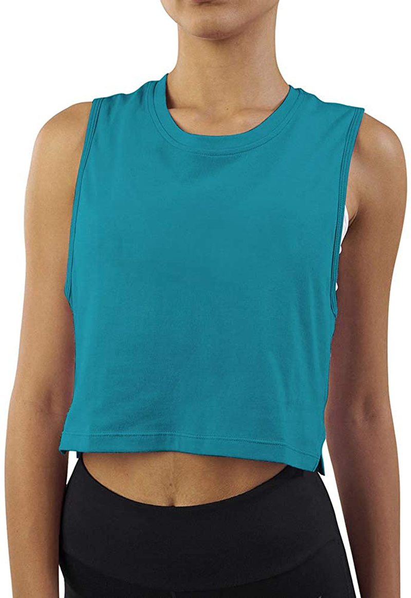 Mippo Crop Top Workout Shirts for Women Cute Sheer Mesh Back Athletic Tanks Muscle Tee Apparel & Accessories > Clothing > Activewear Kylie Max   