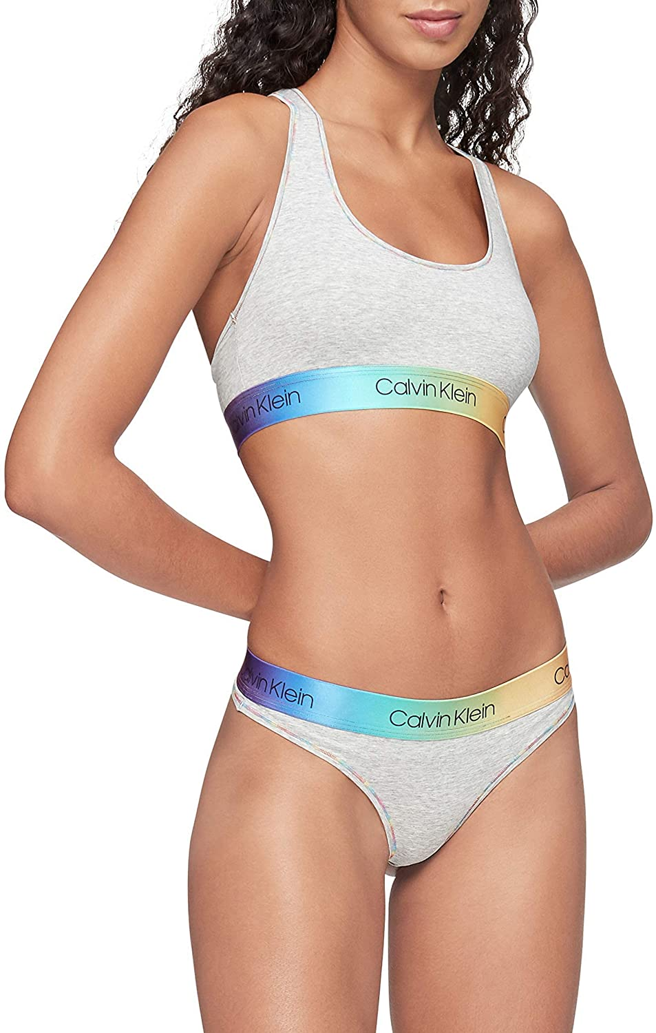 Calvin Klein Women'S Modern Cotton Bralette Apparel & Accessories > Clothing > Underwear & Socks > Lingerie Calvin Klein Grey Heather Gradient Rainbow Large 