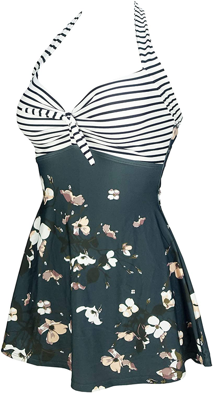 COCOSHIP Vintage Sailor Pin up Swimsuit Retro One Piece Skirtini Cover up Swimdress(Fba) Apparel & Accessories > Clothing > Swimwear Kylie Max   