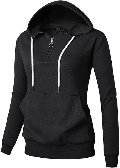 GIVON Womens Comfortable Long Sleeve Lightweight Zip-Up Hoodie with Kanga Pocket(Xs~4Xl) Apparel & Accessories > Clothing > Activewear Kylie Max   