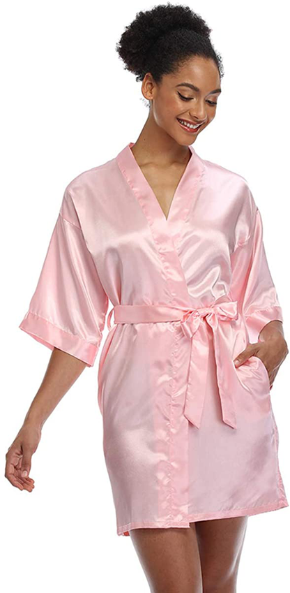 Short Silky Robe for Women Bridal Lightweight Sleepwear Satin Kimono Bathrobe Apparel & Accessories > Clothing > Sleepwear & Loungewear > Robes Ferrendo   