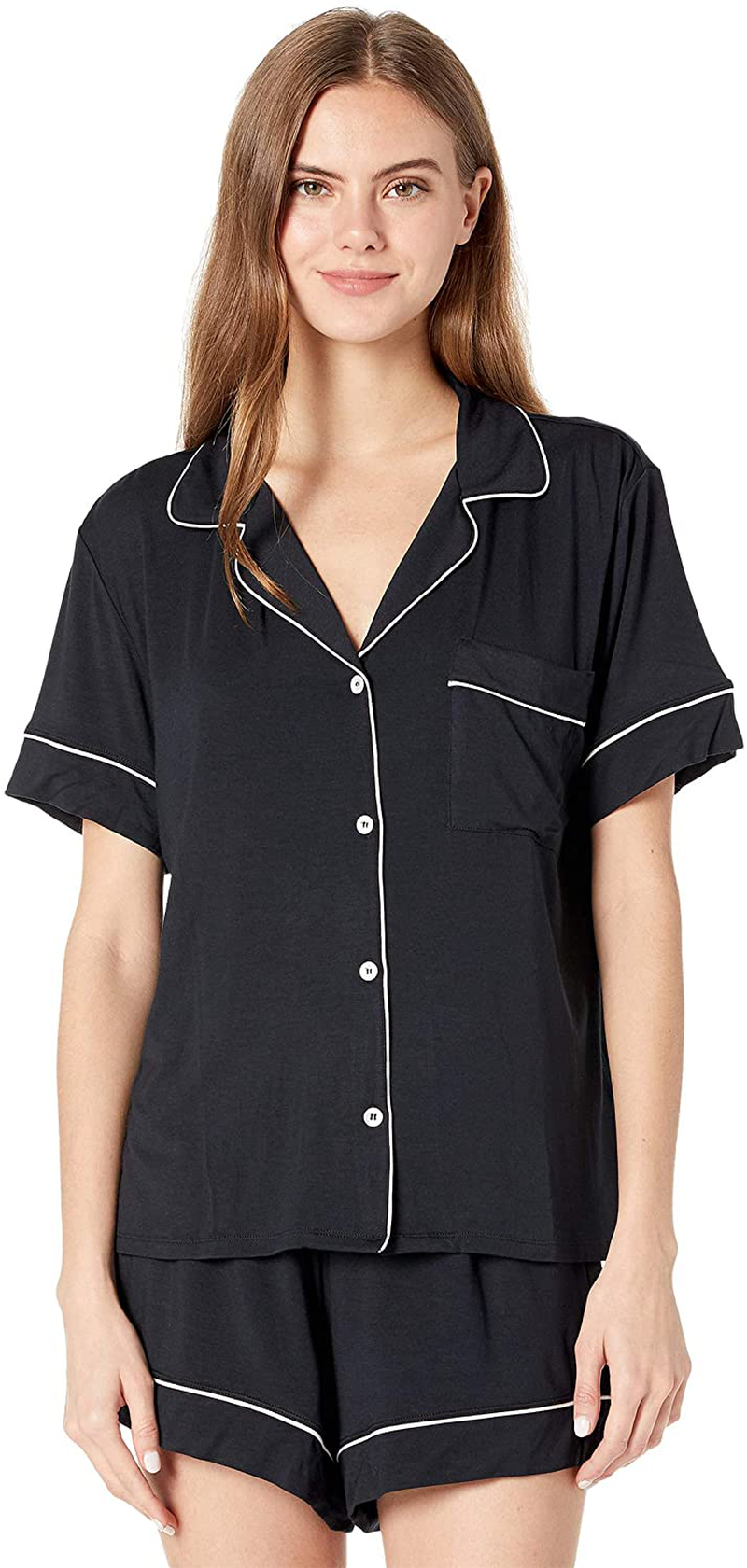 Eberjey Gisele Relaxed Women's Short PJ Set Apparel & Accessories > Clothing > Sleepwear & Loungewear > Pajamas Eberjey Black/Sorbet Pink Small 