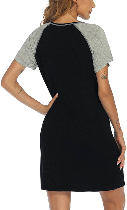 Ekouaer Women'S Short Sleeve V-Neck Nightgown Soft Sleeping Shirts Loungewear Nightshirts Apparel & Accessories > Clothing > Sleepwear & Loungewear > Nightgowns Kylie Max   