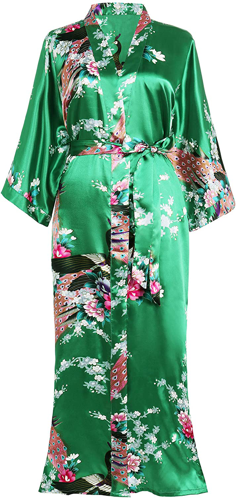 BABEYOND Women'S plus Size Kimono Robe Long Robes with Peacock and Blossoms Printed plus Size Kimono Outfit Apparel & Accessories > Clothing > Sleepwear & Loungewear > Robes KYLIE MAX   