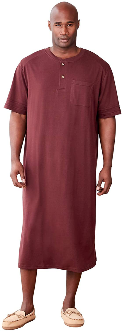 Kingsize Men'S Big & Tall Short-Sleeve Henley Nightshirt Pajamas Apparel & Accessories > Clothing > Sleepwear & Loungewear > Nightgowns Kylie Max   