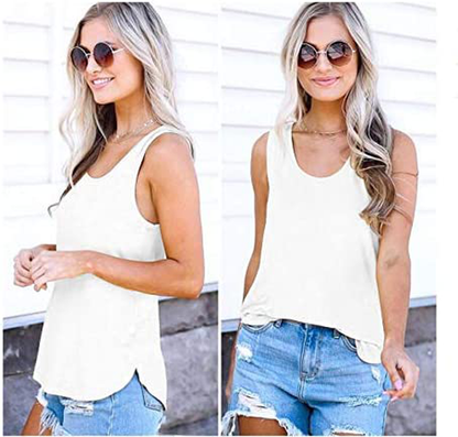 OMSJ Women Shirts Sleeveless Summer Tunic Loose Fit Tank Tops Apparel & Accessories > Clothing > Activewear Kylie Max   