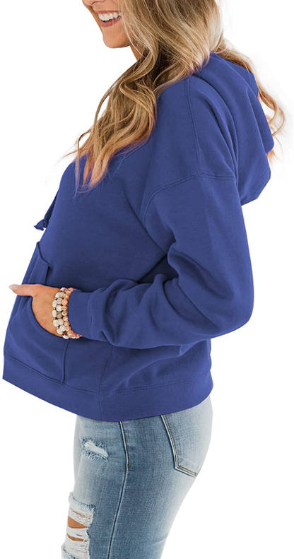 ORANDESIGNE Women’S Casual Hoodies Long Sleeve Pullover Tops Loose Lightweight Sweatshirt with Pocket Apparel & Accessories > Clothing > Activewear Kylie Max   