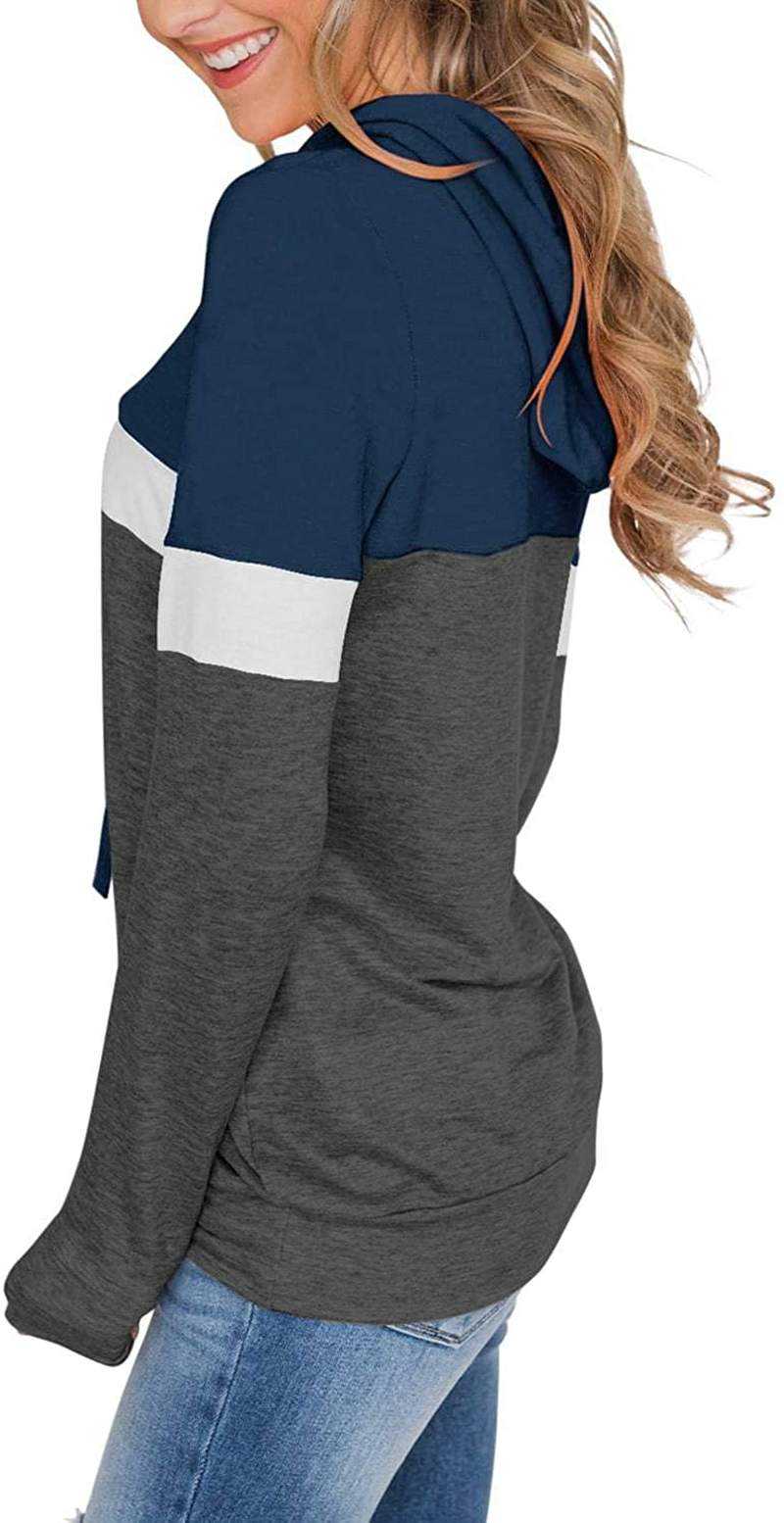 PINKMSTYLE Women'S Casual Color Block Hoodies Tops Long Sleeve Drawstring Pullover Sweatshirts with Pocket(S-Xxl) Apparel & Accessories > Clothing > Activewear Kylie Max   