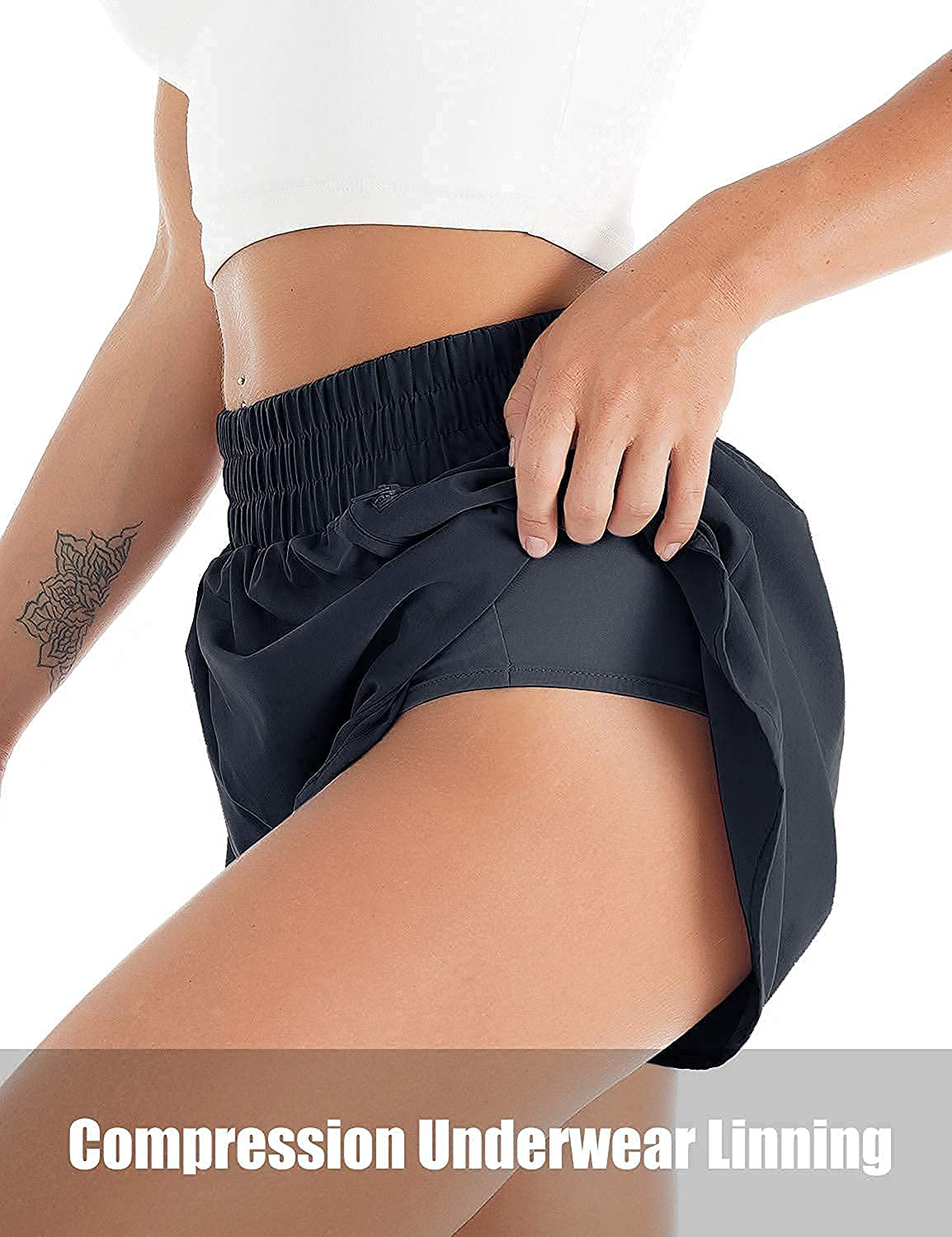 Blooming Jelly Women'S Quick-Dry Running Shorts Workout Sport Layer Active Shorts with Pockets 1.75" Apparel & Accessories > Clothing > Shorts Kylie Max   