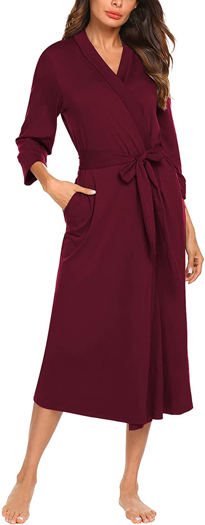 MAXMODA Women Kimono Robes Long Knit Bathrobe Soft Robe Casual Ladies Loungewear S-3XL Apparel & Accessories > Clothing > Sleepwear & Loungewear > Robes MAXMODA   