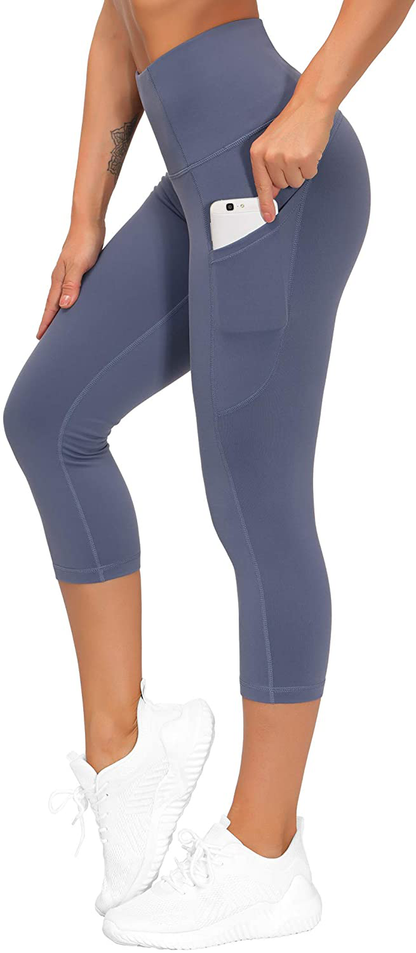 THE GYM PEOPLE Thick High Waist Yoga Pants with Pockets, Tummy Control Workout Running Yoga Leggings for Women Apparel & Accessories > Clothing > Activewear THE GYM PEOPLE Z-capris Ink Blue Medium 