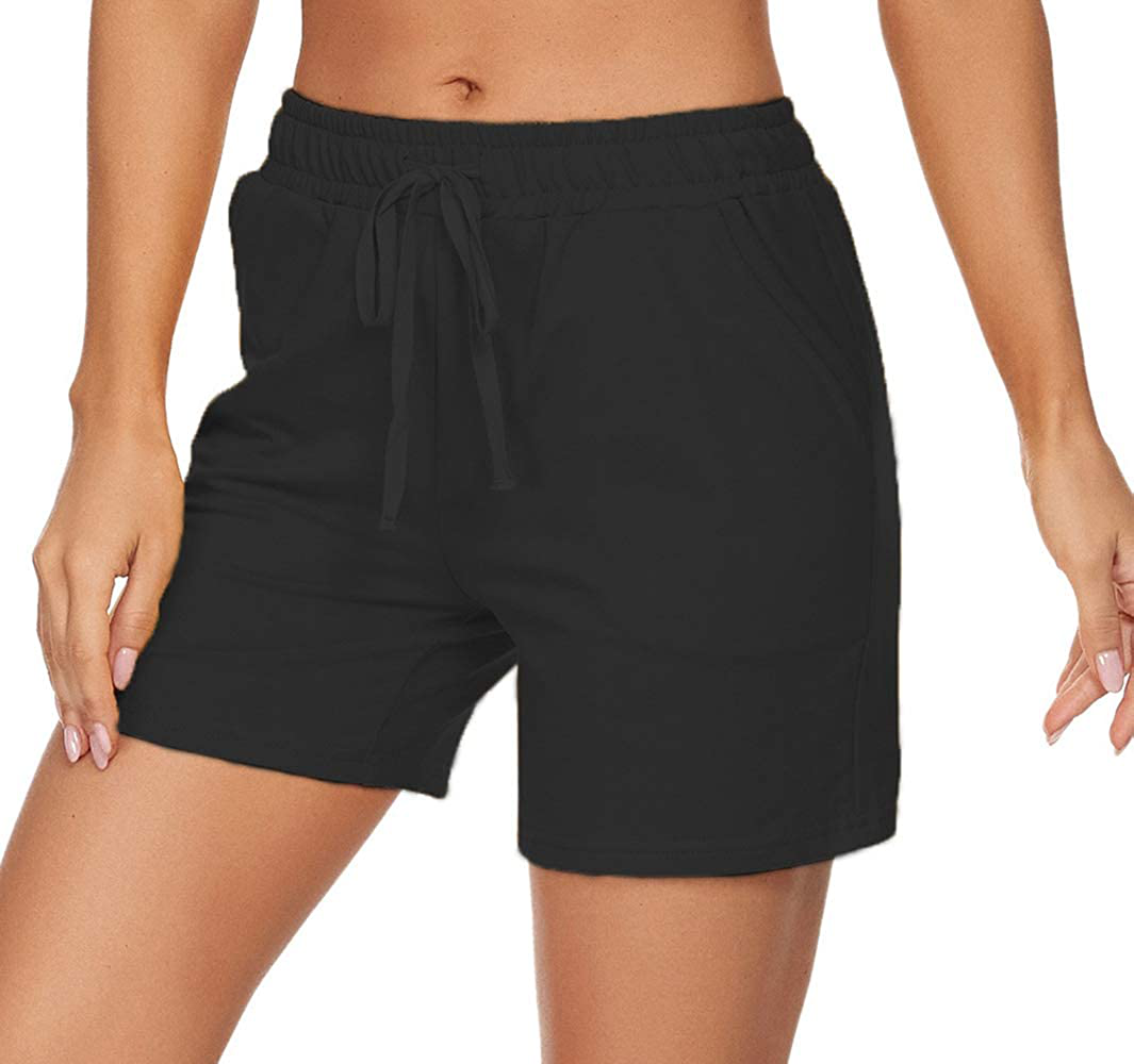Tandisk Women'S 5" Casual Jersey Cotton Shorts Lounge Yoga Pajama Walking Shorts with Pockets Activewear Apparel & Accessories > Clothing > Shorts Kylie Max   