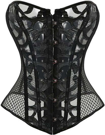 Everlove Corset Satin Overbust Lace up Busiter Shapewear Outfit Apparel & Accessories > Clothing > Underwear & Socks > Lingerie EverLove Black Medium 