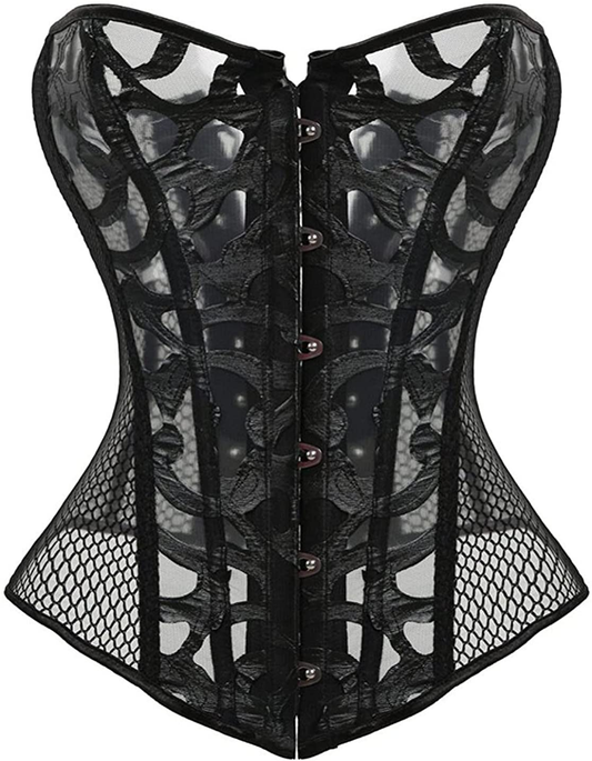 Everlove Corset Satin Overbust Lace up Busiter Shapewear Outfit Apparel & Accessories > Clothing > Underwear & Socks > Lingerie EverLove Black Medium 