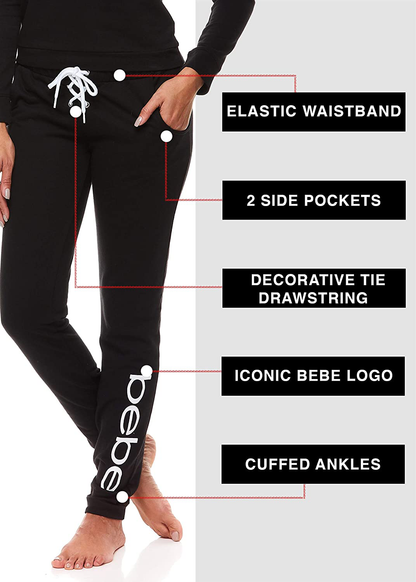 bebe Womens Cuffed Long Sleeve Shirt and Skinny Lounge Pajama Pants Sleep Set Apparel & Accessories > Clothing > Sleepwear & Loungewear > Pajamas bebe   