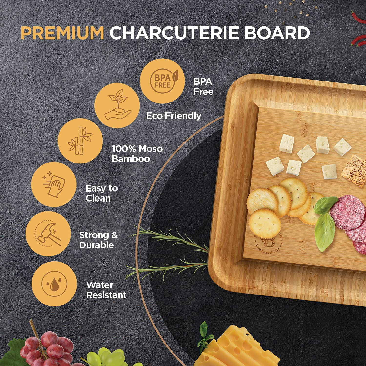 Cheese Board and Knife Set - Unique Gift for Wedding, Housewarming, Bridal Shower, Birthday Arts & Entertainment > Party & Celebration > Gift Giving Bambüsi   