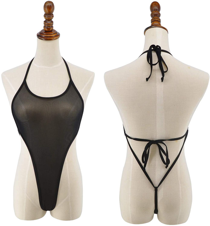 SHERRYLO See through One Piece Swimsuit High Cut Micro Monokini Bikini Mini Mesh Transparent Bathing Suit Apparel & Accessories > Clothing > Swimwear Kylie Max   