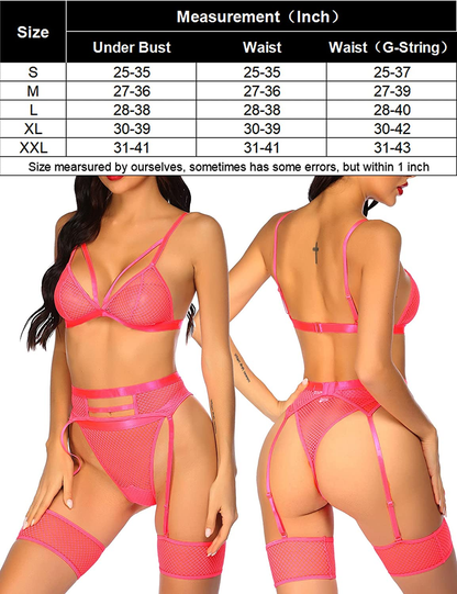 Avidlove Women Sexy Lingerie Set with Garter Belts and Leg Garter Mesh Bra and Panty Sets Lace Teddy Apparel & Accessories > Clothing > Underwear & Socks > Lingerie Avidlove   