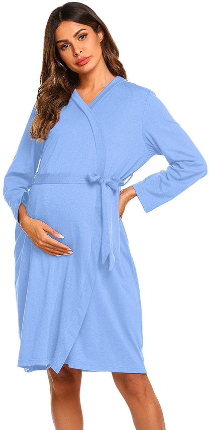 Ekouaer Maternity Robe 3 in 1 Labor Delivery Nursing Gown Hospital Breastfeeding Dress Bathrobes Apparel & Accessories > Clothing > Sleepwear & Loungewear > Robes Kylie Max   