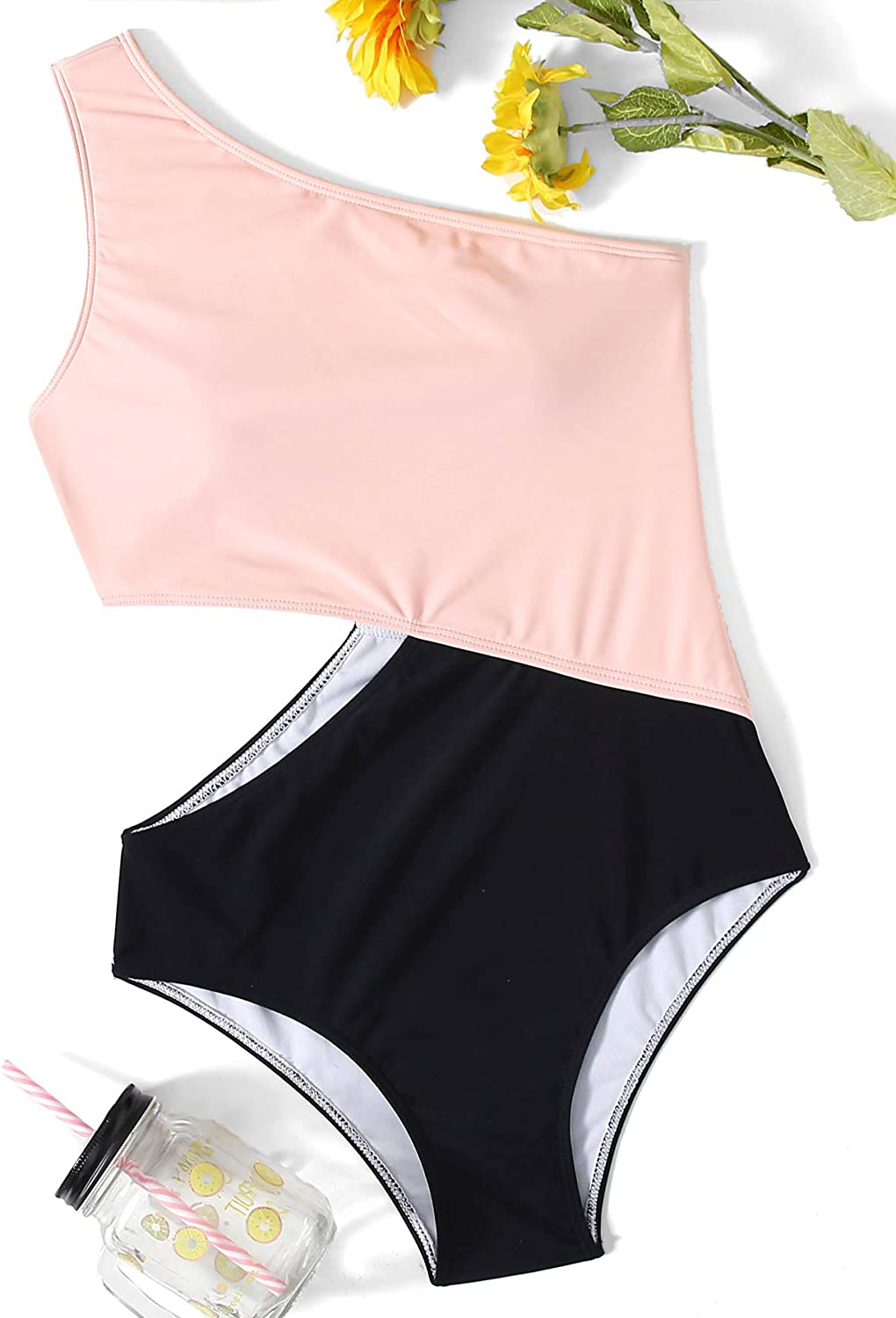 Sweatyrocks Women'S Bathing Suits One Shoulder Cutout One Piece Swimsuit Swimwear Monokini Apparel & Accessories > Clothing > Swimwear Kylie Max   