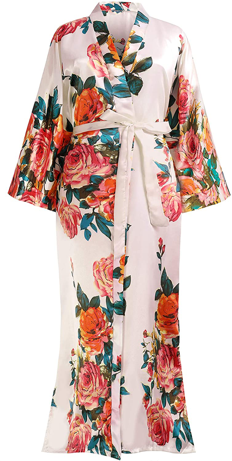 BABEYOND Kimono Robe plus Size Long Floral Satin Robes plus Size Kimono Cover up Loose Cardigan Top Bachelorette Party Robe Apparel & Accessories > Clothing > Sleepwear & Loungewear > Robes KYLIE MAX   