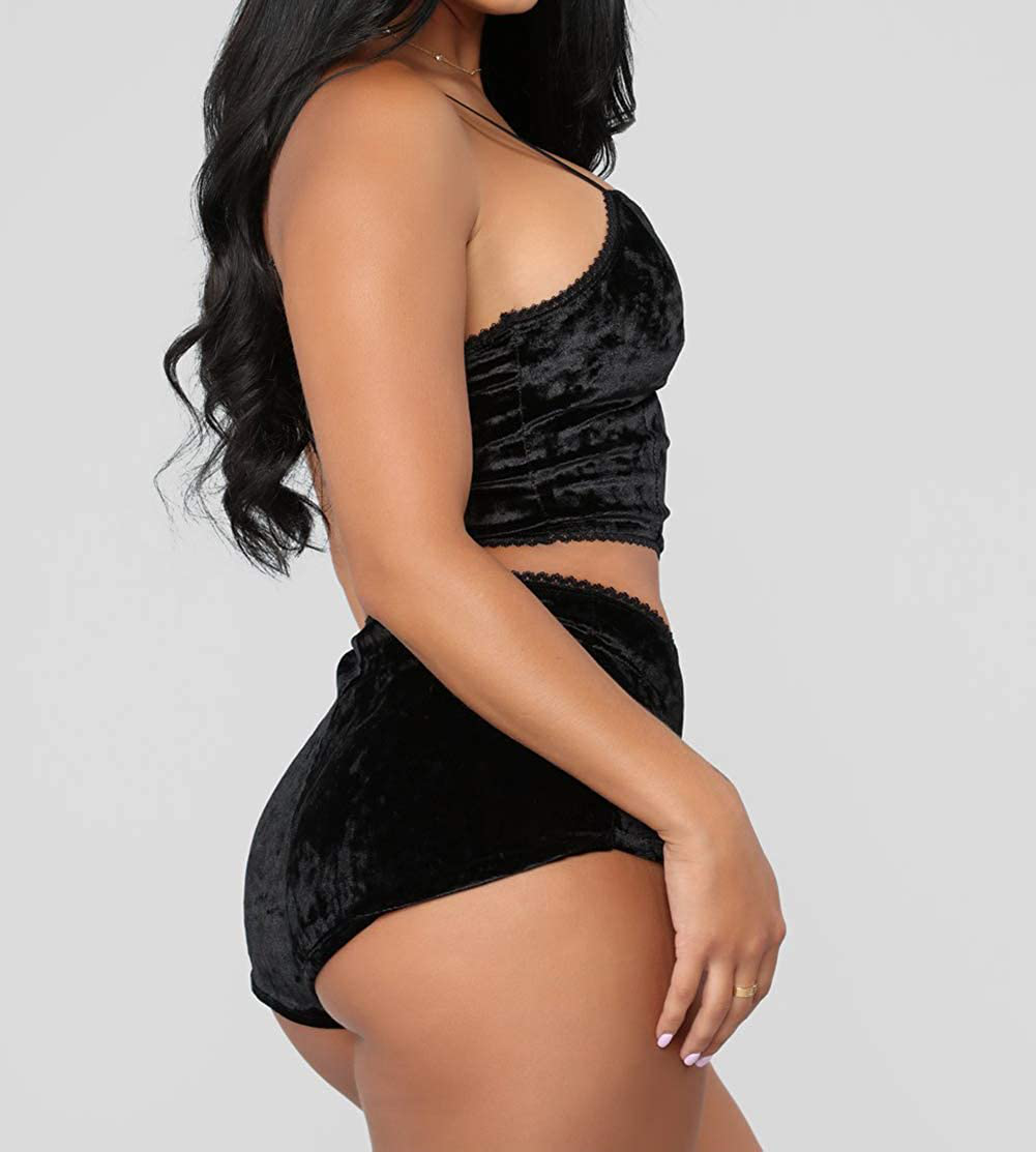Women Sexy Strappy Babydoll Lingerie Satin Pajama Set Camisole with Shorts 2 Piece Sleepwear Apparel & Accessories > Clothing > Sleepwear & Loungewear Kylie Max   