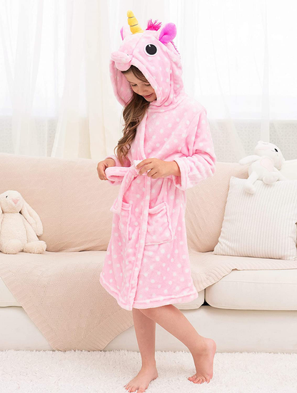 Doctor Unicorn Soft Unicorn Hooded Bathrobe Dots Sleepwear - Unicorn Gifts for Girls Apparel & Accessories > Clothing > Sleepwear & Loungewear > Robes Kylie Max   